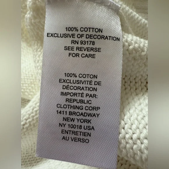 Workshop Republic Clothing Women Sz S ‘Bon Voyage’ White Cotton Knit Sweater New - Picture 13 of 16
